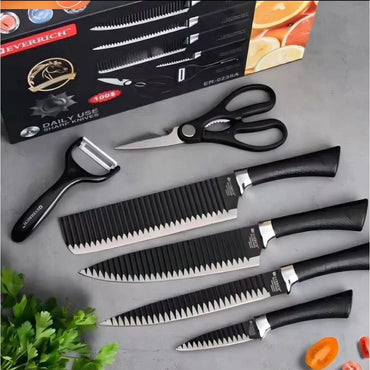 SET DE CUCHILLOS DE COCINA NEGROS (x6)