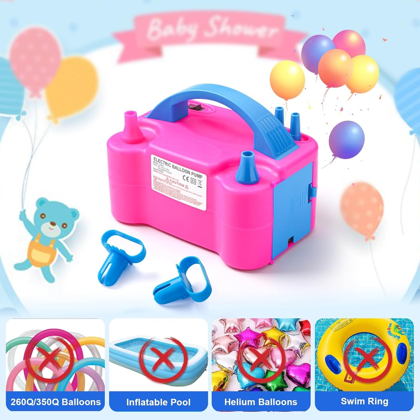 INFLADOR ELÉCTRICO PORTÁTIL PARA GLOBOS FIESTAS Y DECORACIÓN