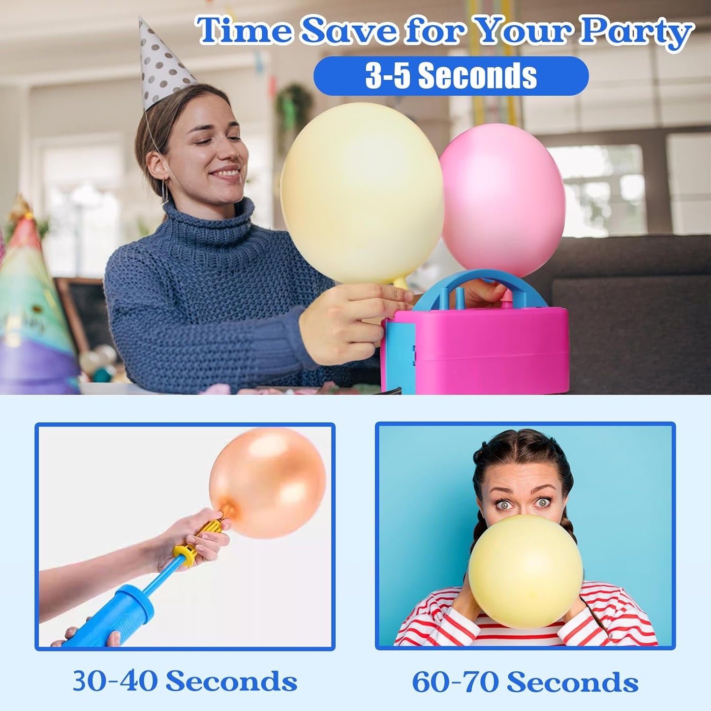 INFLADOR ELÉCTRICO PORTÁTIL PARA GLOBOS FIESTAS Y DECORACIÓN