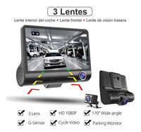 CÁMARA DVR PARA CARRO 3 LENTES 1080P FULL HD – FRONTAL, INTERIOR Y REVERSA