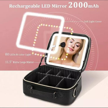 ESTUCHE DE MAQUILLAJE CON ESPEJO LUZ LED